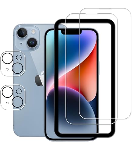 Amazon | 対応 iPhone 14 ガラスフィルム 【ガイド枠付き】2*強化